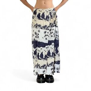 Jams World vintage cowboy print Navy and Cream Maxi Skirt